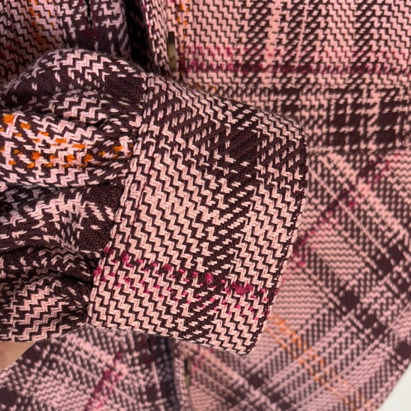 Anthropologie Hudson Pink & Burgundy Plaid Utility Shirt/ Jacket- Size S - Picture 4 of 12